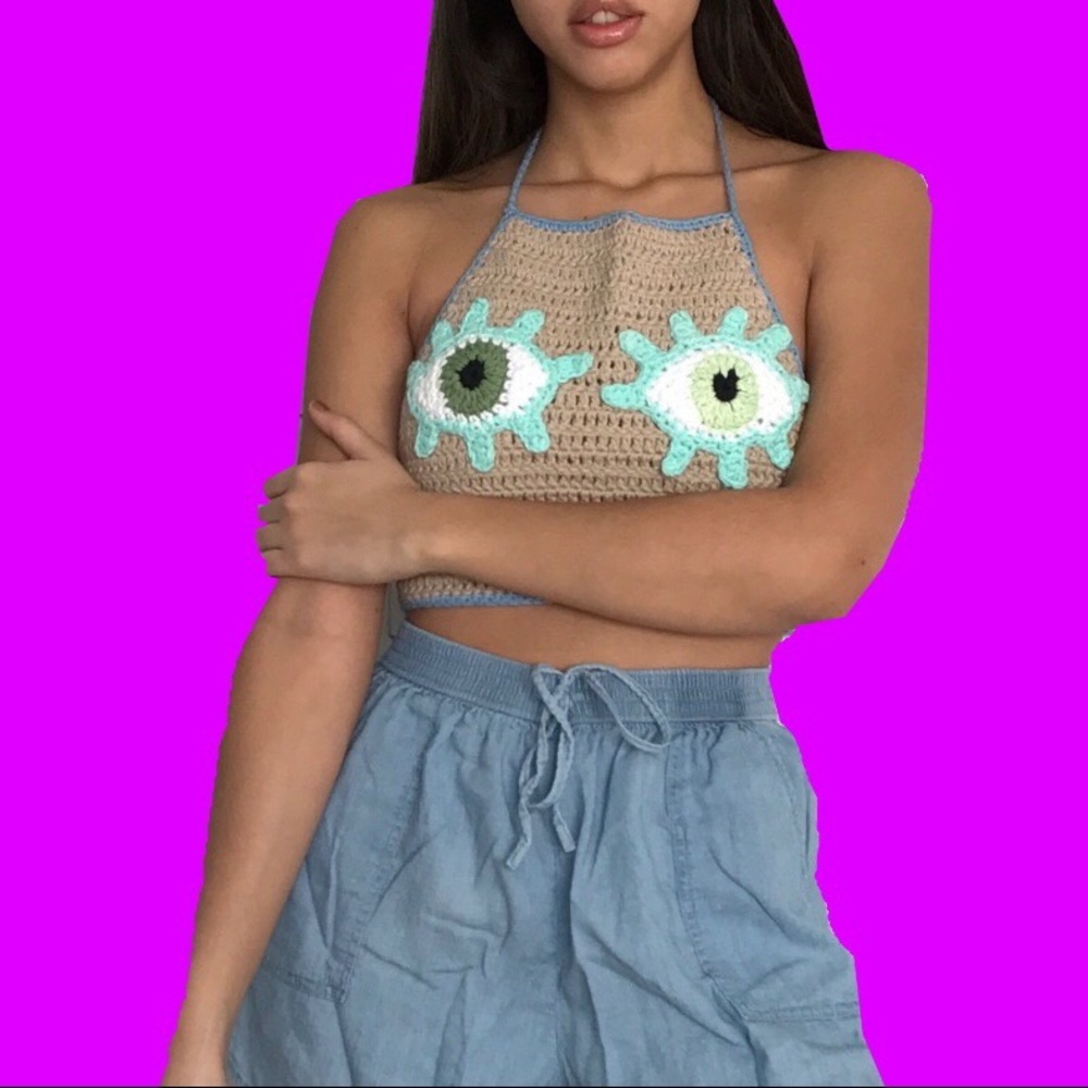 Eye crochet halter top